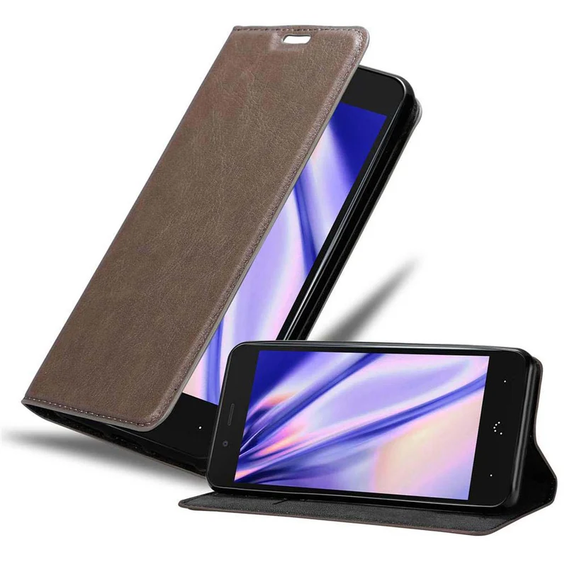 Cadorabo Hülle kompatibel mit BQ Aquaris X5 PLUS Schutzhülle mit Magnetverschluss, Standfunktion und Kartenfach