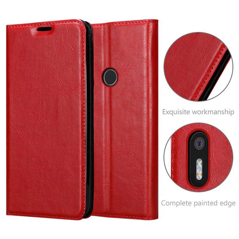 Cadorabo Hülle kompatibel mit BQ Aquaris X5 PLUS Schutzhülle mit Magnetverschluss, Standfunktion und Kartenfach