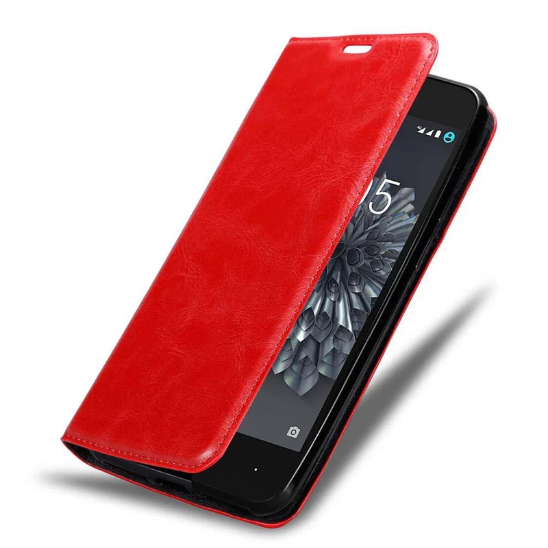 Cadorabo Hülle kompatibel mit BQ Aquaris X5 PLUS Schutzhülle mit Magnetverschluss, Standfunktion und Kartenfach