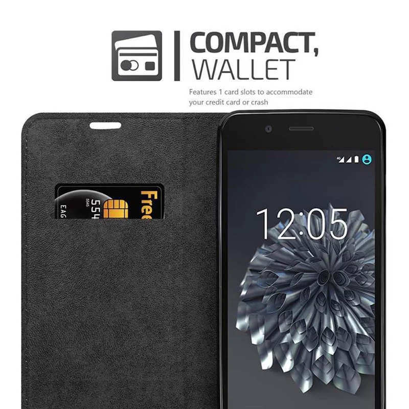 Cadorabo Hülle kompatibel mit BQ Aquaris X5 PLUS Schutzhülle mit Magnetverschluss, Standfunktion und Kartenfach