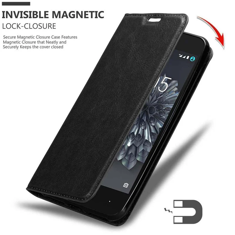 Cadorabo Hülle kompatibel mit BQ Aquaris X5 PLUS Schutzhülle mit Magnetverschluss, Standfunktion und Kartenfach