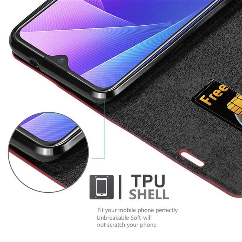Cadorabo Hülle kompatibel mit Vivo V11i Schutzhülle mit Magnetverschluss, Standfunktion und Kartenfach