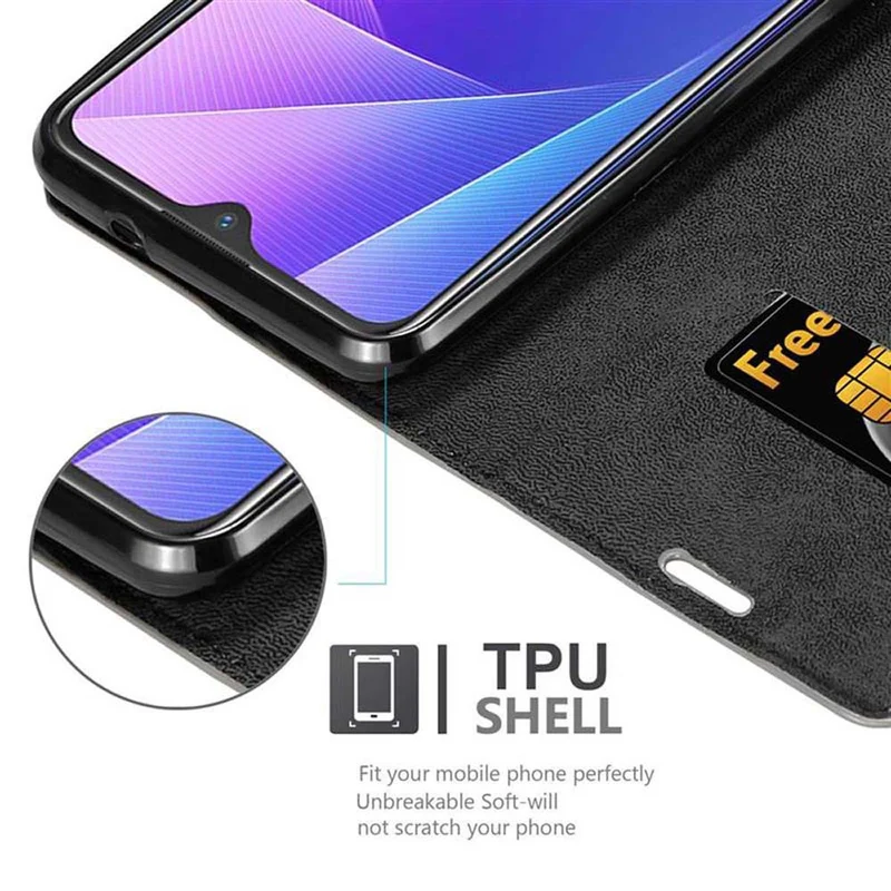 Cadorabo Hülle kompatibel mit Vivo V11i Schutzhülle mit Magnetverschluss, Standfunktion und Kartenfach