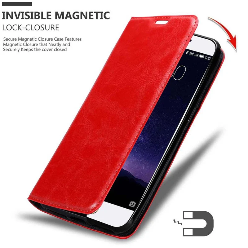 Cadorabo Hülle kompatibel mit MEIZU MX6 Schutzhülle mit Magnetverschluss, Standfunktion und Kartenfach