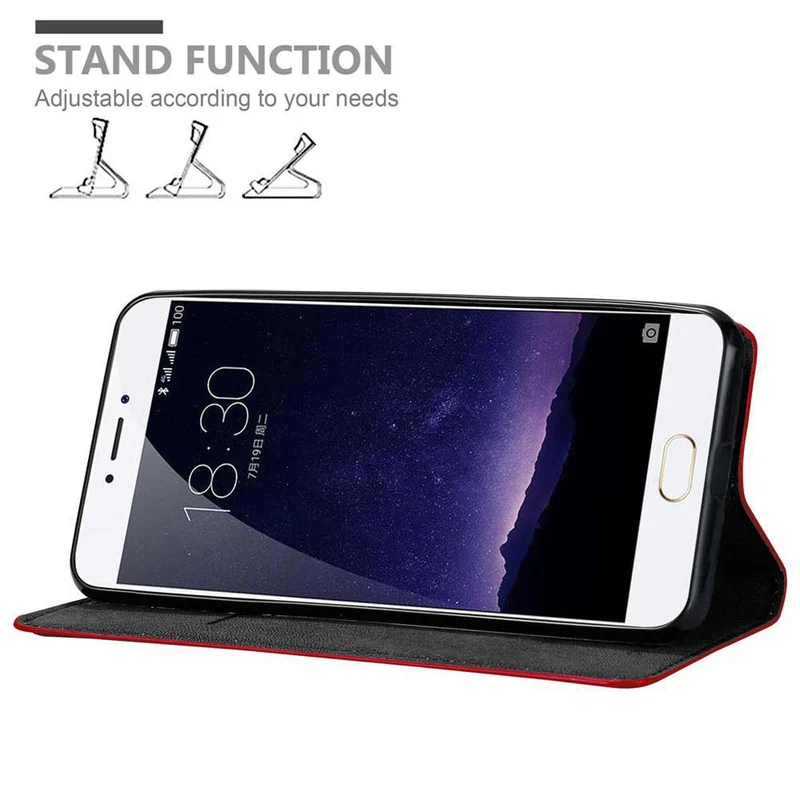 Cadorabo Hülle kompatibel mit MEIZU MX6 Schutzhülle mit Magnetverschluss, Standfunktion und Kartenfach