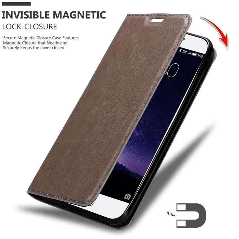 Cadorabo Hülle kompatibel mit MEIZU MX6 Schutzhülle mit Magnetverschluss, Standfunktion und Kartenfach