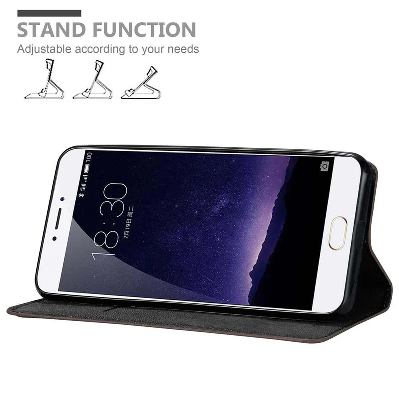 Cadorabo Hülle kompatibel mit MEIZU MX6 Schutzhülle mit Magnetverschluss, Standfunktion und Kartenfach
