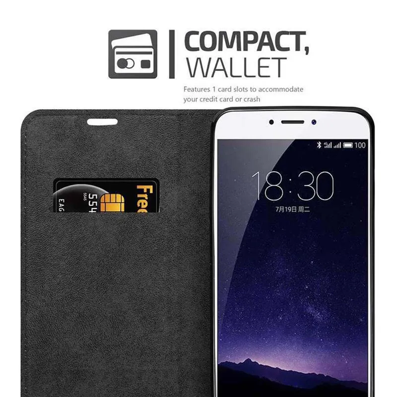 Cadorabo Hülle kompatibel mit MEIZU MX6 Schutzhülle mit Magnetverschluss, Standfunktion und Kartenfach