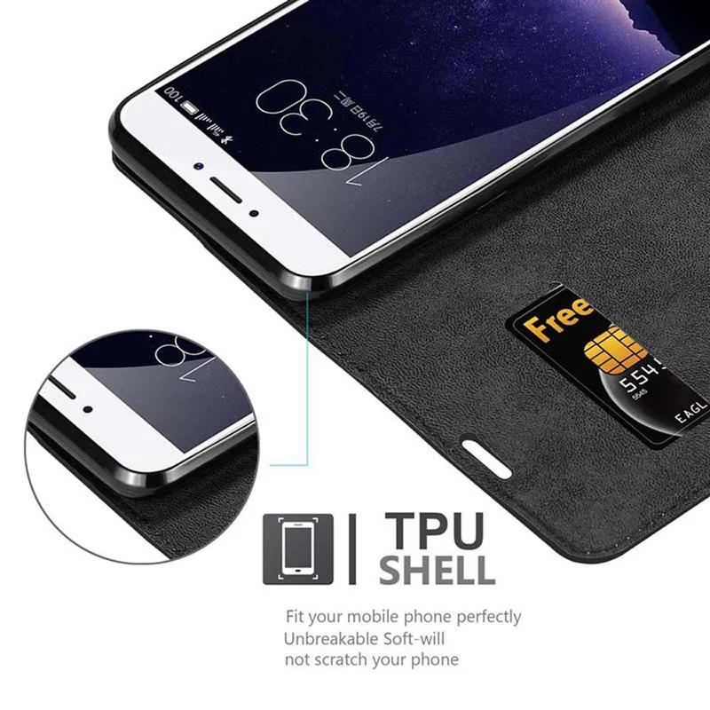 Cadorabo Hülle kompatibel mit MEIZU MX6 Schutzhülle mit Magnetverschluss, Standfunktion und Kartenfach