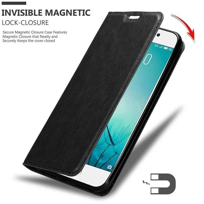 Cadorabo Hülle kompatibel mit MEIZU PRO 7 Schutzhülle mit Magnetverschluss, Standfunktion und Kartenfach