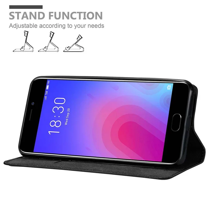 Cadorabo Hülle kompatibel mit MEIZU M6 Schutzhülle mit Magnetverschluss, Standfunktion und Kartenfach