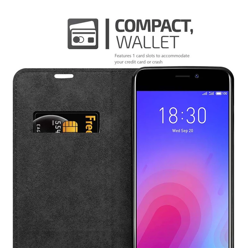 Cadorabo Hülle kompatibel mit MEIZU M6 Schutzhülle mit Magnetverschluss, Standfunktion und Kartenfach