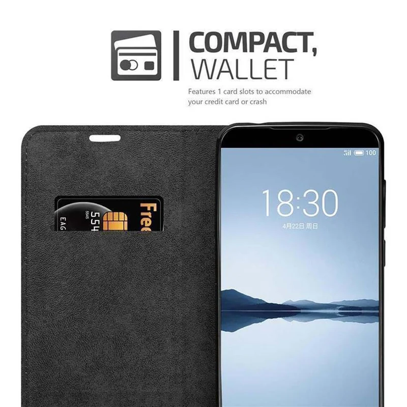 Cadorabo Hülle kompatibel mit MEIZU 15 Schutzhülle mit Magnetverschluss, Standfunktion und Kartenfach