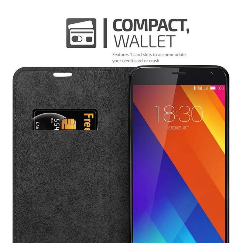 Cadorabo Hülle kompatibel mit MEIZU MX5 Schutzhülle mit Magnetverschluss, Standfunktion und Kartenfach