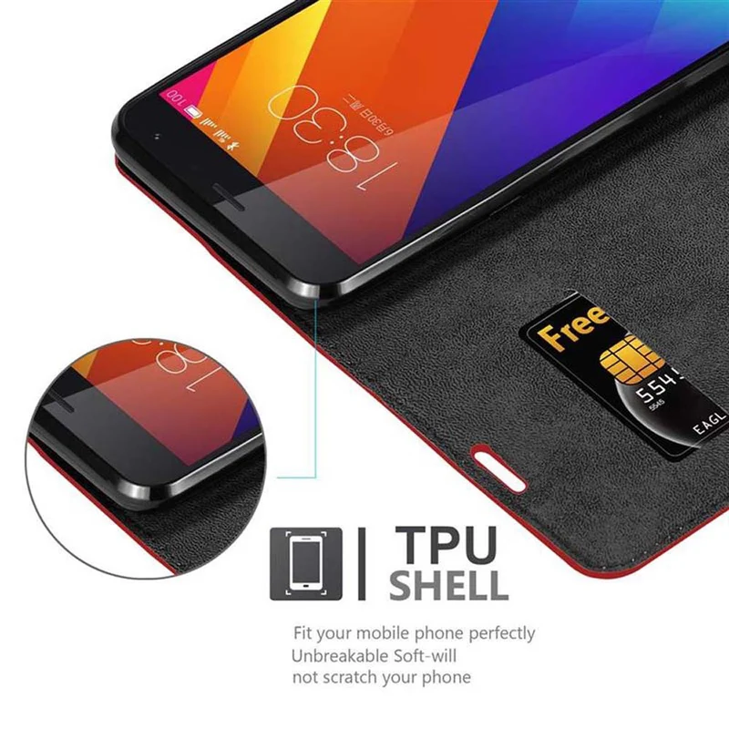 Cadorabo Hülle kompatibel mit MEIZU MX5 Schutzhülle mit Magnetverschluss, Standfunktion und Kartenfach
