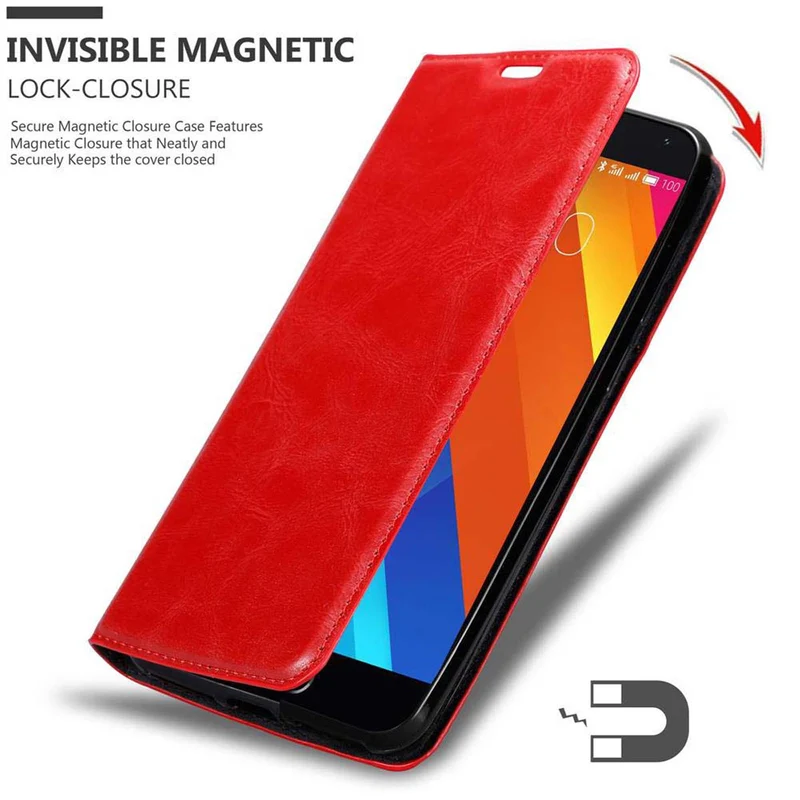 Cadorabo Hülle kompatibel mit MEIZU MX5 Schutzhülle mit Magnetverschluss, Standfunktion und Kartenfach
