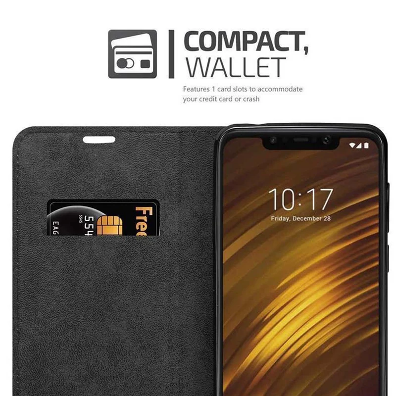 Cadorabo Hülle kompatibel mit Xiaomi Pocophone F1 Schutzhülle mit Magnetverschluss, Standfunktion und Kartenfach