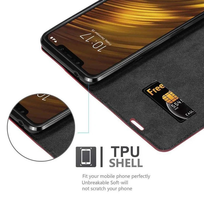 Cadorabo Hülle kompatibel mit Xiaomi Pocophone F1 Schutzhülle mit Magnetverschluss, Standfunktion und Kartenfach