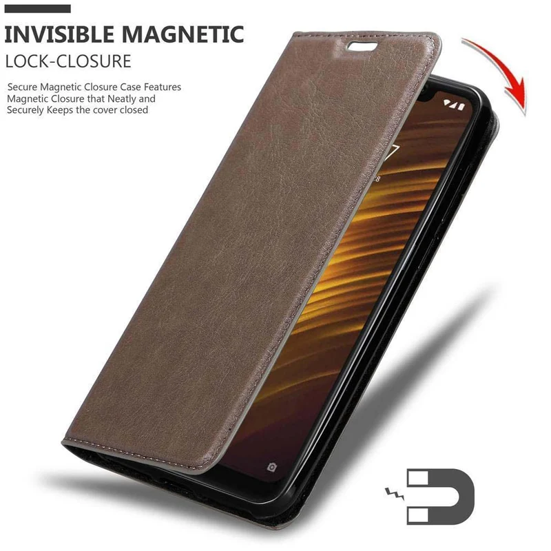 Cadorabo Hülle kompatibel mit Xiaomi Pocophone F1 Schutzhülle mit Magnetverschluss, Standfunktion und Kartenfach