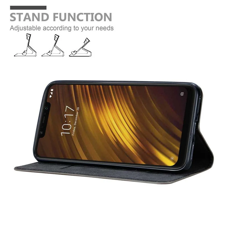 Cadorabo Hülle kompatibel mit Xiaomi Pocophone F1 Schutzhülle mit Magnetverschluss, Standfunktion und Kartenfach