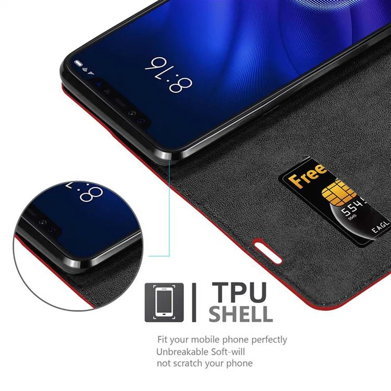 Cadorabo Hülle kompatibel mit Xiaomi Mi 8 PRO Schutzhülle mit Magnetverschluss, Standfunktion und Kartenfach