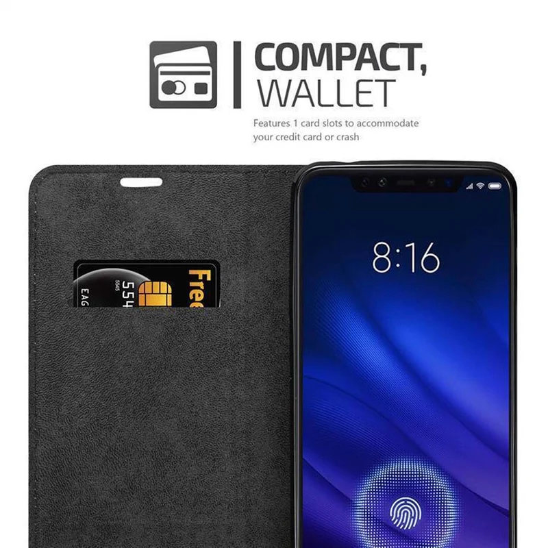 Cadorabo Hülle kompatibel mit Xiaomi Mi 8 PRO Schutzhülle mit Magnetverschluss, Standfunktion und Kartenfach