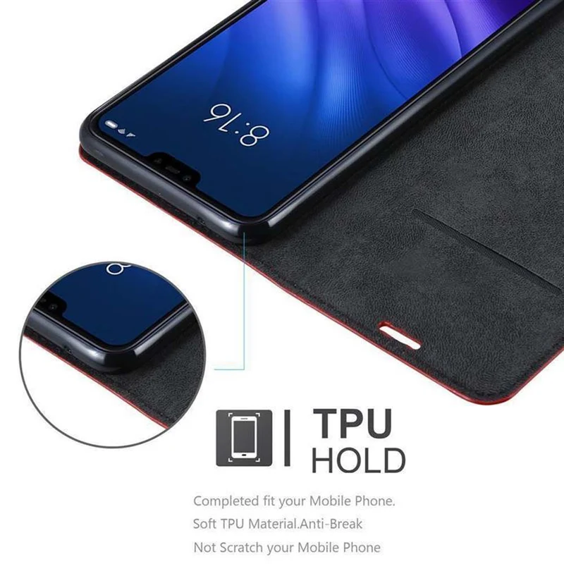 Cadorabo Hülle kompatibel mit Xiaomi Mi 8 LITE Schutzhülle mit Magnetverschluss, Standfunktion und Kartenfach