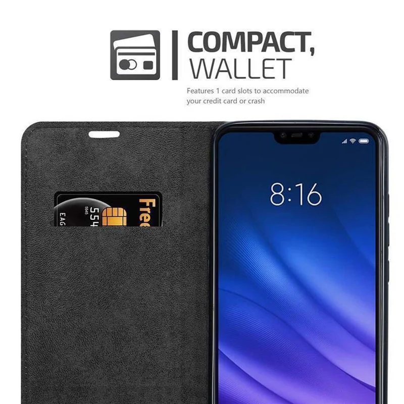 Cadorabo Hülle kompatibel mit Xiaomi Mi 8 LITE Schutzhülle mit Magnetverschluss, Standfunktion und Kartenfach