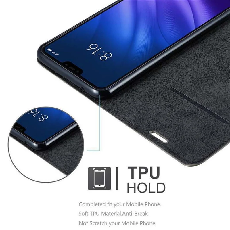 Cadorabo Hülle kompatibel mit Xiaomi Mi 8 LITE Schutzhülle mit Magnetverschluss, Standfunktion und Kartenfach