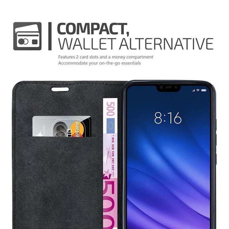 Cadorabo Hülle kompatibel mit Xiaomi Mi 8 LITE Schutzhülle mit Magnetverschluss, Standfunktion und Kartenfach