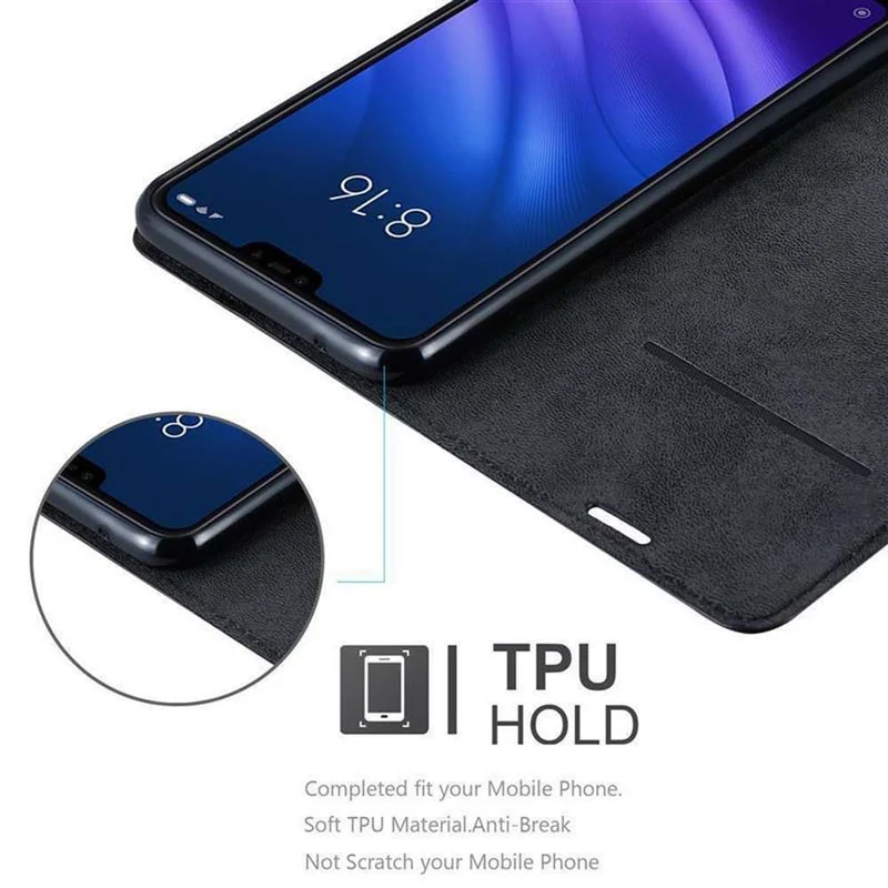 Cadorabo Hülle kompatibel mit Xiaomi Mi 8 LITE Schutzhülle mit Magnetverschluss, Standfunktion und Kartenfach