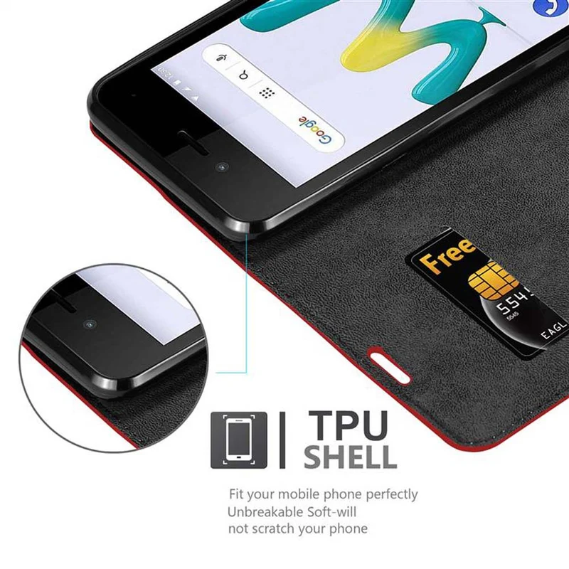 Cadorabo Hülle kompatibel mit WIKO SUNNY 3 MINI Schutzhülle mit Magnetverschluss, Standfunktion und Kartenfach