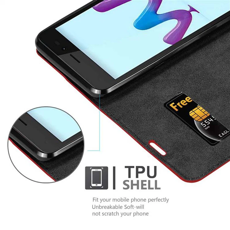 Cadorabo Hülle kompatibel mit WIKO SUNNY 3 Schutzhülle mit Magnetverschluss, Standfunktion und Kartenfach