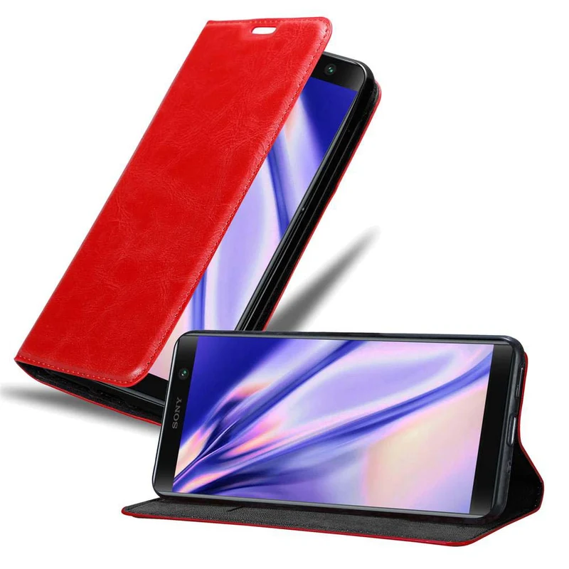 Cadorabo Hülle kompatibel mit Sony Xperia XA2 PLUS Schutzhülle mit Magnetverschluss, Standfunktion und Kartenfach