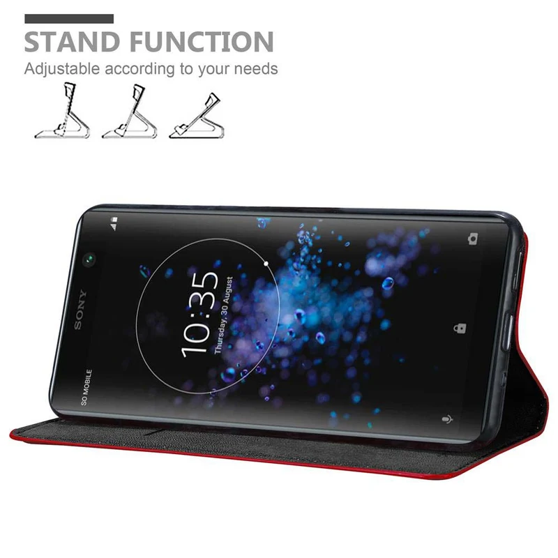 Cadorabo Hülle kompatibel mit Sony Xperia XA2 PLUS Schutzhülle mit Magnetverschluss, Standfunktion und Kartenfach