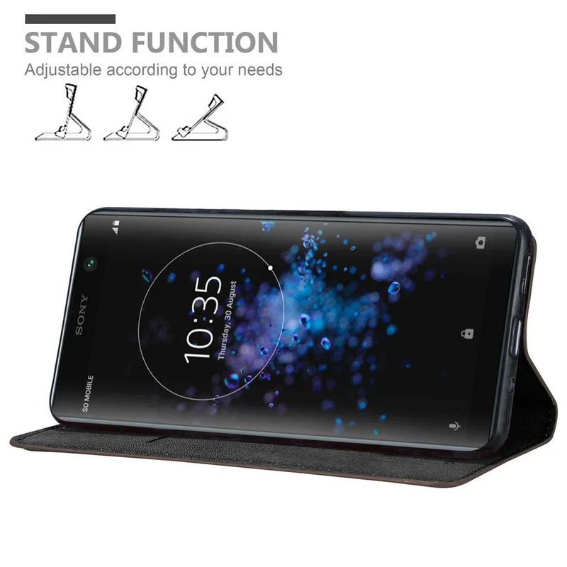 Cadorabo Hülle kompatibel mit Sony Xperia XA2 PLUS Schutzhülle mit Magnetverschluss, Standfunktion und Kartenfach