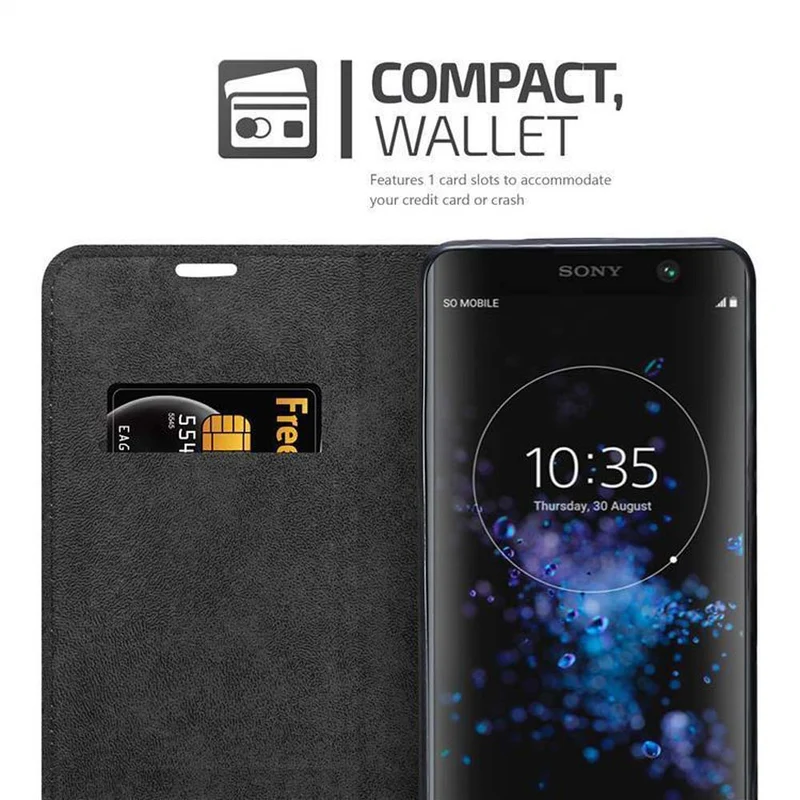 Cadorabo Hülle kompatibel mit Sony Xperia XA2 PLUS Schutzhülle mit Magnetverschluss, Standfunktion und Kartenfach