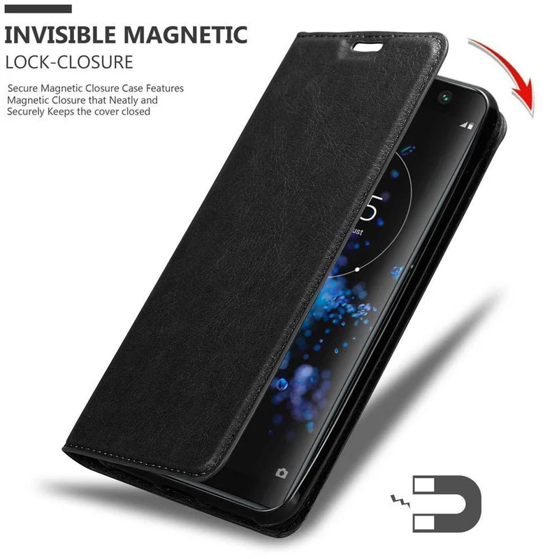 Cadorabo Hülle kompatibel mit Sony Xperia XA2 PLUS Schutzhülle mit Magnetverschluss, Standfunktion und Kartenfach
