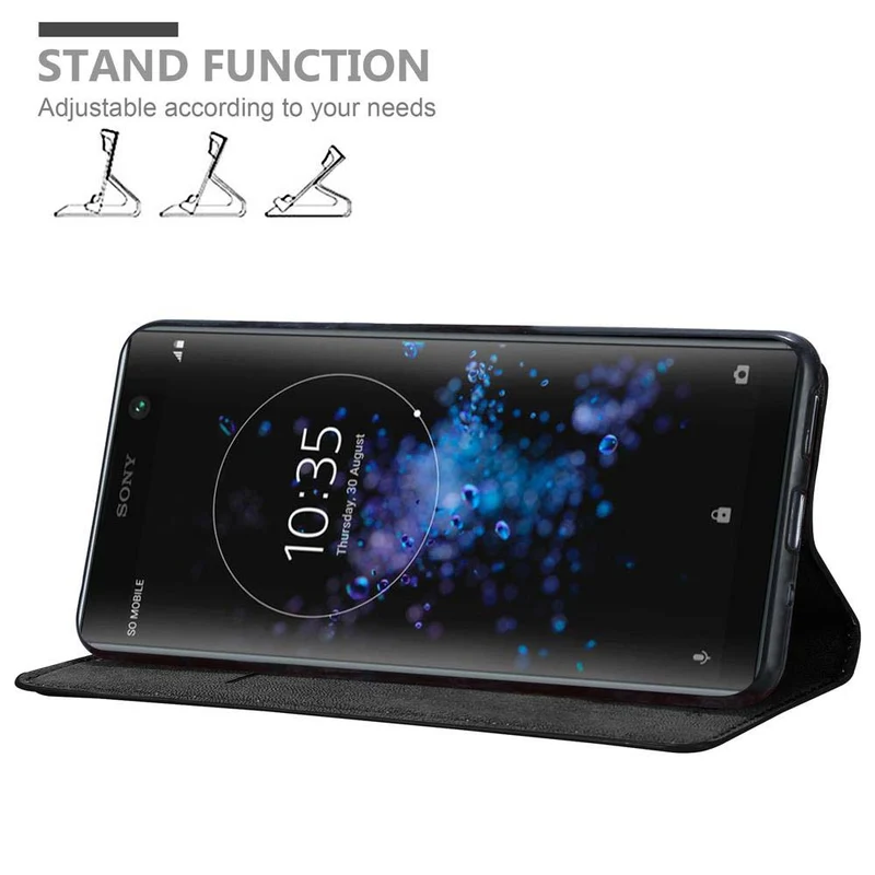 Cadorabo Hülle kompatibel mit Sony Xperia XA2 PLUS Schutzhülle mit Magnetverschluss, Standfunktion und Kartenfach