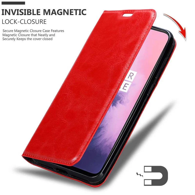 Cadorabo Hülle kompatibel mit OnePlus 6T Schutzhülle mit Magnetverschluss, Standfunktion und Kartenfach