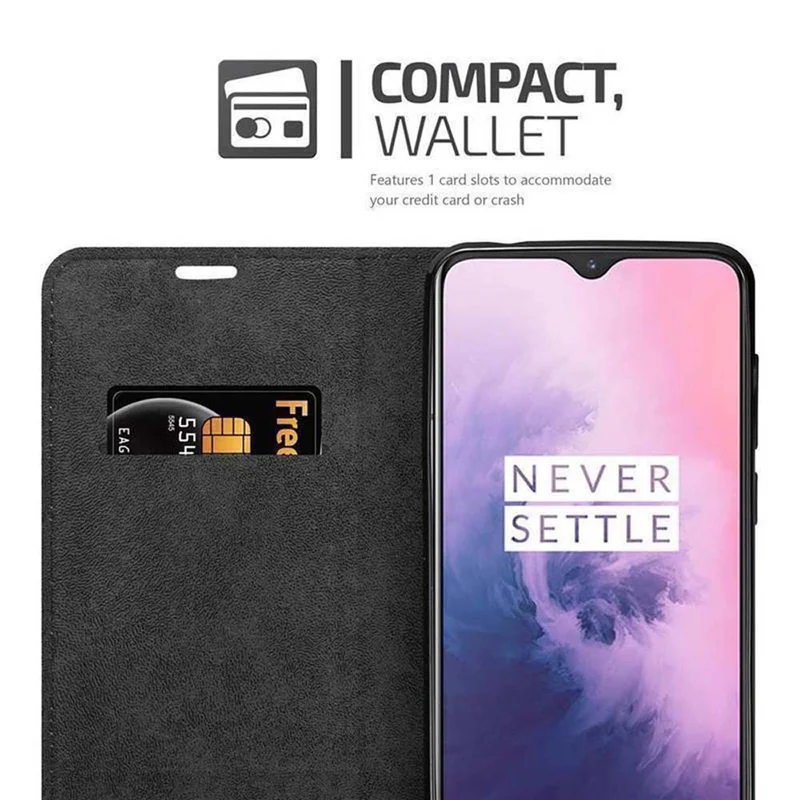 Cadorabo Hülle kompatibel mit OnePlus 6T Schutzhülle mit Magnetverschluss, Standfunktion und Kartenfach