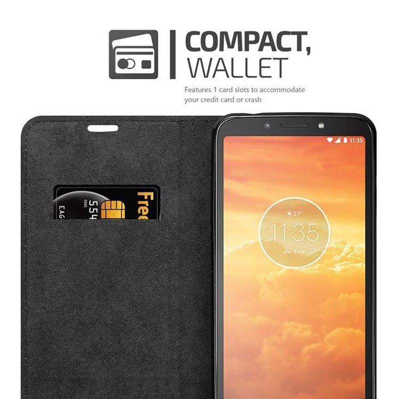 Cadorabo Hülle kompatibel mit Motorola MOTO E5 PLAY Schutzhülle mit Magnetverschluss, Standfunktion und Kartenfach