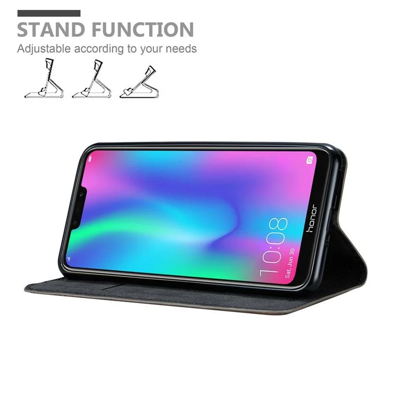 Cadorabo Hülle kompatibel mit Honor 8C Schutzhülle mit Magnetverschluss, Standfunktion und Kartenfach