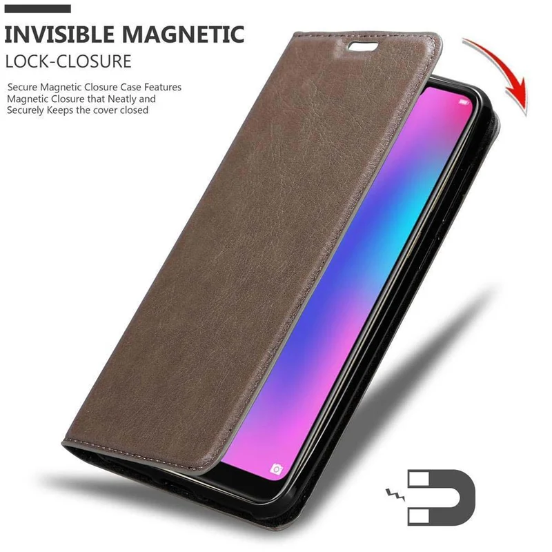 Cadorabo Hülle kompatibel mit Honor 8C Schutzhülle mit Magnetverschluss, Standfunktion und Kartenfach