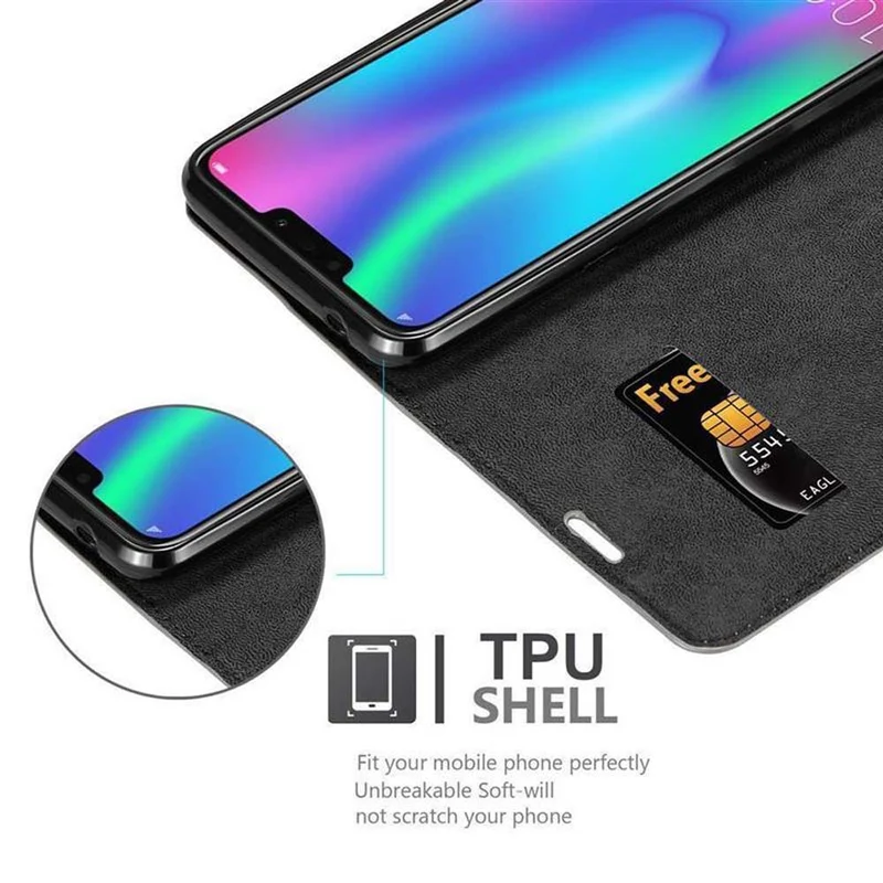 Cadorabo Hülle kompatibel mit Honor 8C Schutzhülle mit Magnetverschluss, Standfunktion und Kartenfach