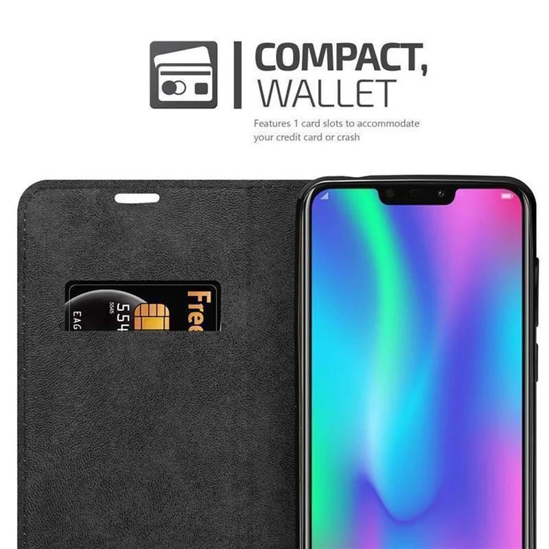 Cadorabo Hülle kompatibel mit Honor 8C Schutzhülle mit Magnetverschluss, Standfunktion und Kartenfach