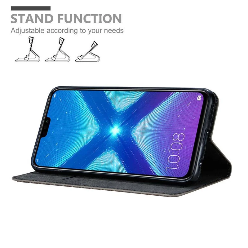 Cadorabo Hülle kompatibel mit Honor 8X Schutzhülle mit Magnetverschluss, Standfunktion und Kartenfach