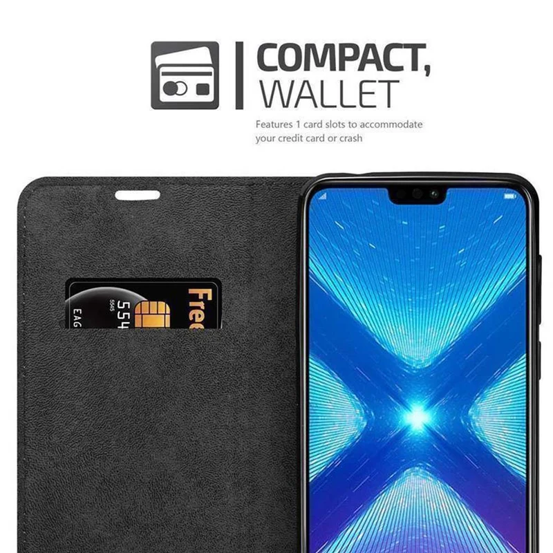 Cadorabo Hülle kompatibel mit Honor 8X Schutzhülle mit Magnetverschluss, Standfunktion und Kartenfach