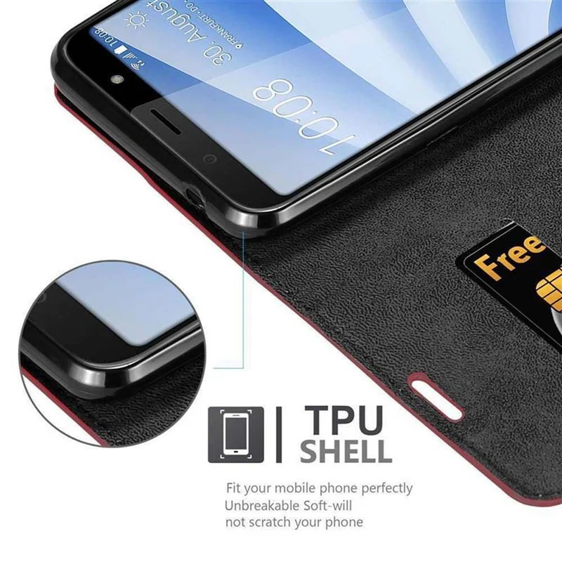 Cadorabo Hülle kompatibel mit HTC U12 LIFE Schutzhülle mit Magnetverschluss, Standfunktion und Kartenfach