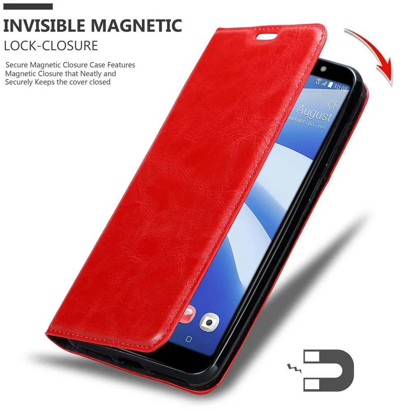 Cadorabo Hülle kompatibel mit HTC U12 LIFE Schutzhülle mit Magnetverschluss, Standfunktion und Kartenfach